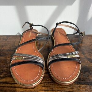 Les Tropeziennes Par M Belarbi Leather Strappy Sandals Size 40 Gold Black